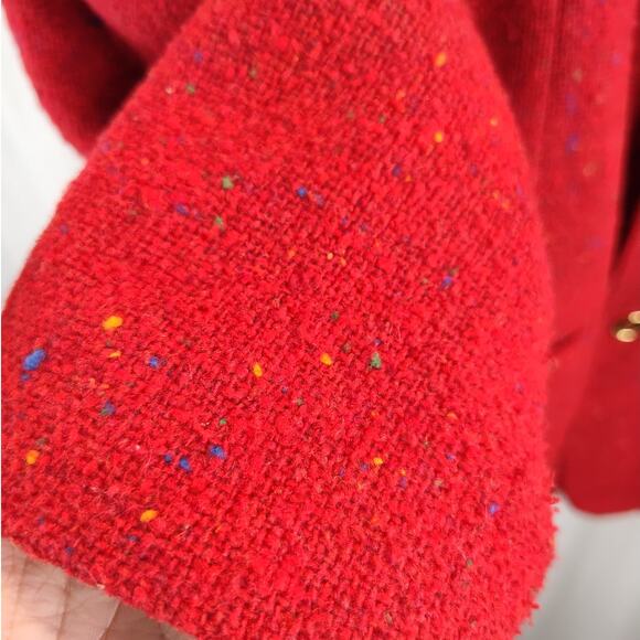 Liz Wear Vintage Red Wool Blend Confetti Blazer, 14 - Picture 4 of 10